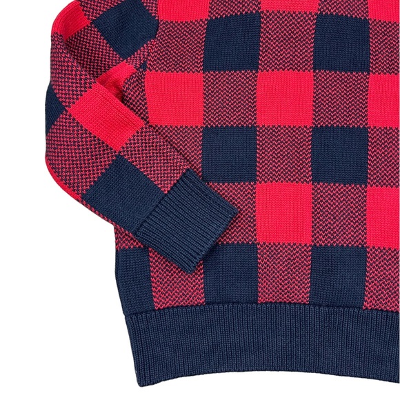 NWT GAP Plaid Cowl Neck Sweater 4T Navy Blue Red Holiday Buffalo Check Sweater - Picture 7 of 9